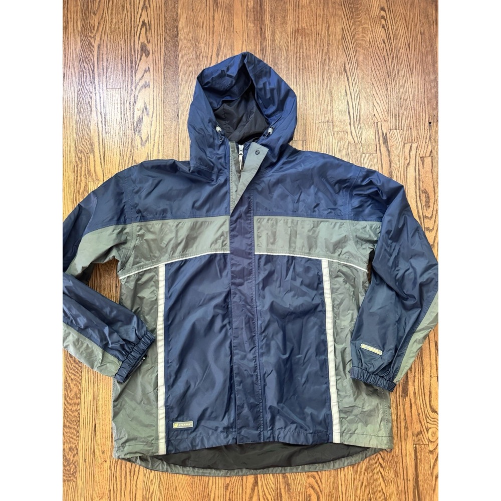 Stearns Dry Wear Men's XL Waterproof Breathable Hooded Rain Jacket Blue Gray